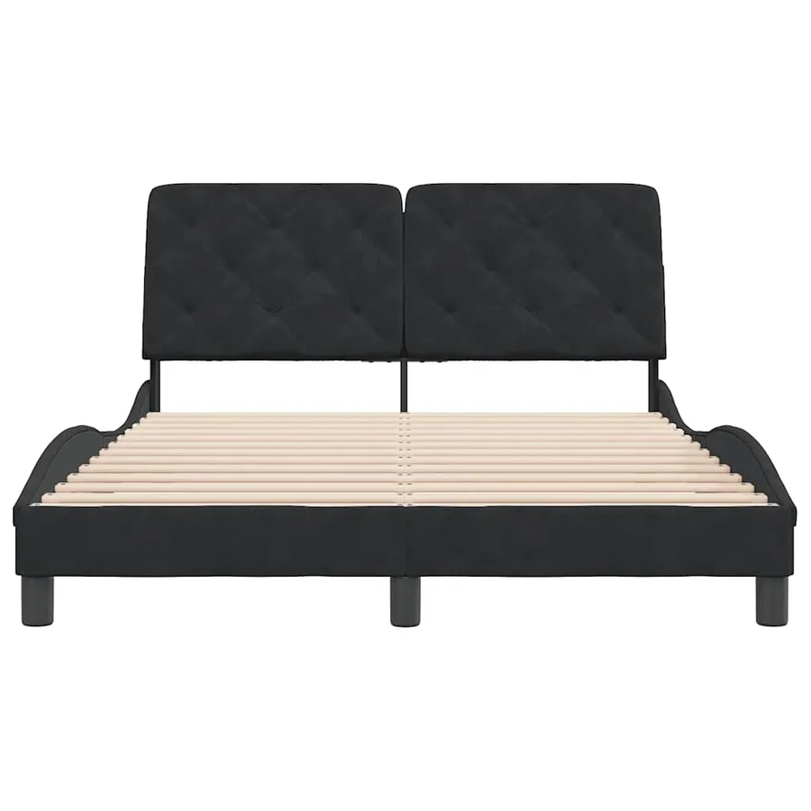 Cadre de lit sans matelas noir 140x200 cm velours - 5