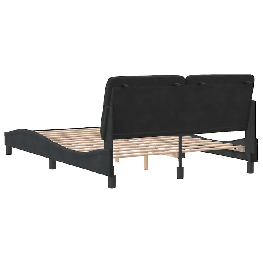 Cadre de lit sans matelas noir 140x200 cm velours - 7