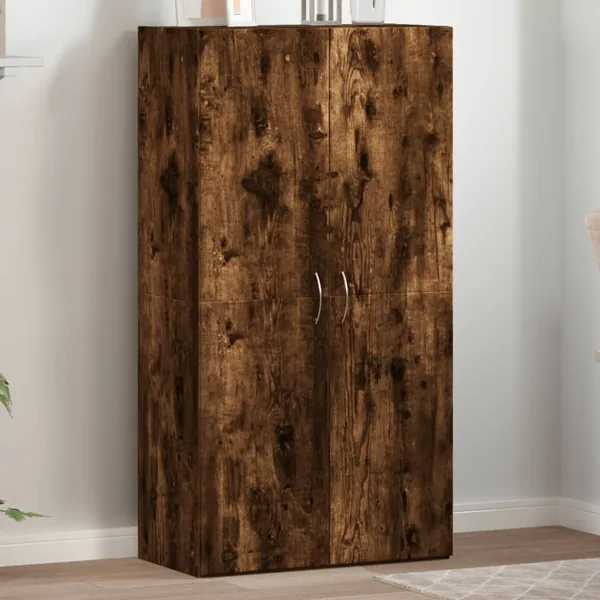 Armoire de classement chêne fumé 60x32x115 cm bois d'ingénierie