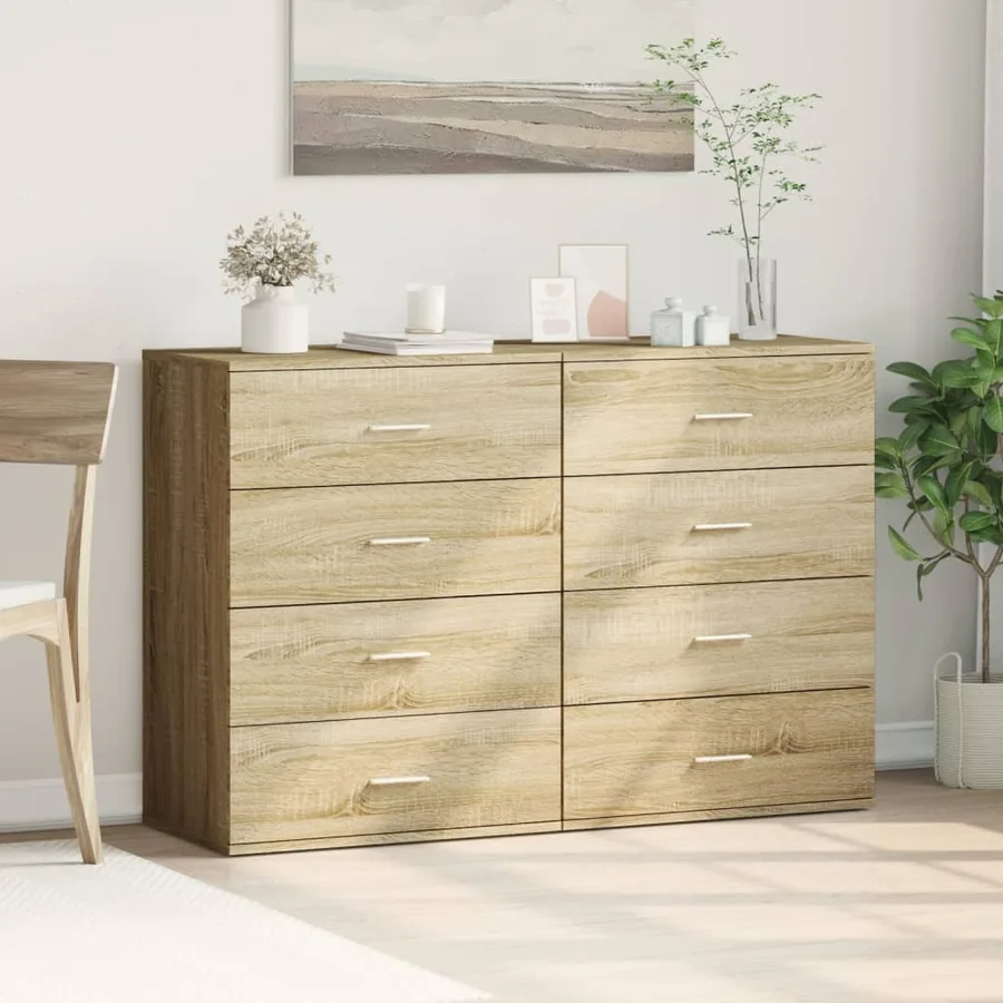 Buffets 2 pcs chêne sonoma 60x39x80 cm bois d'ingénierie - 3