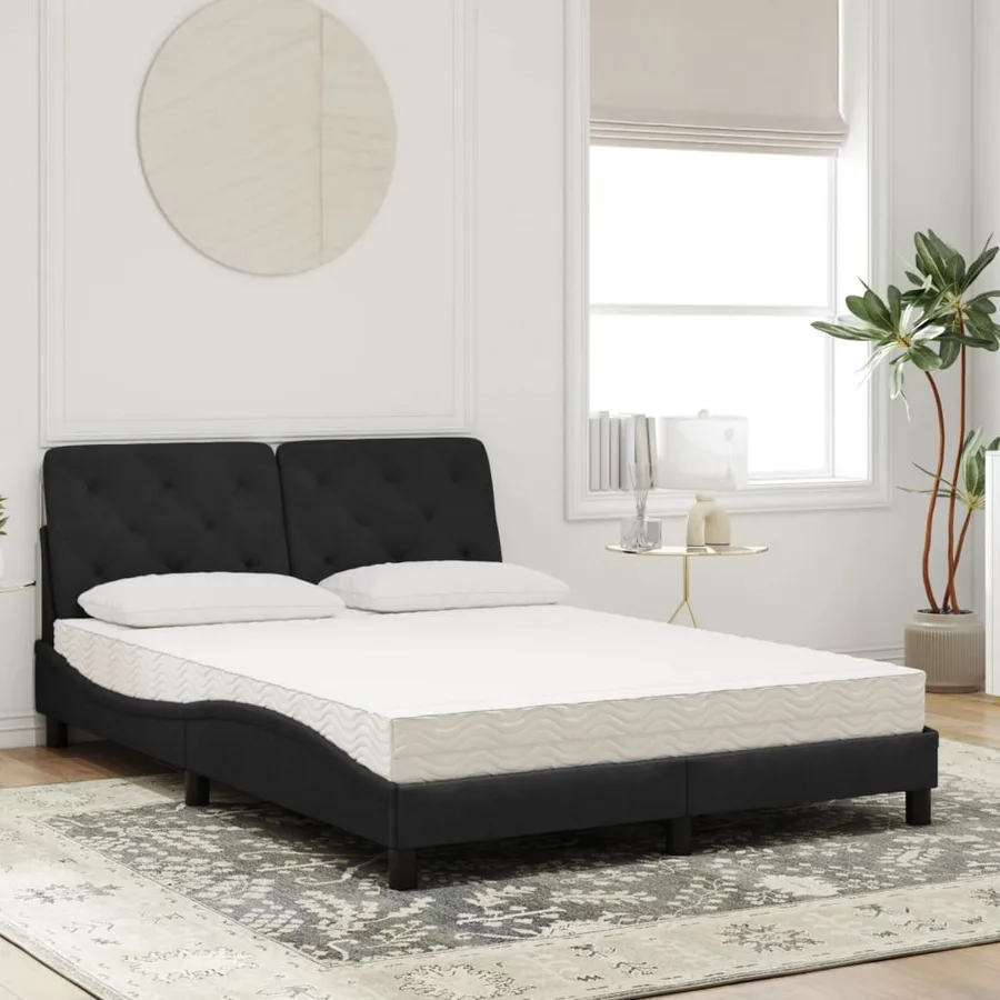 Lit avec matelas noir 120x200 cm velours - 3
