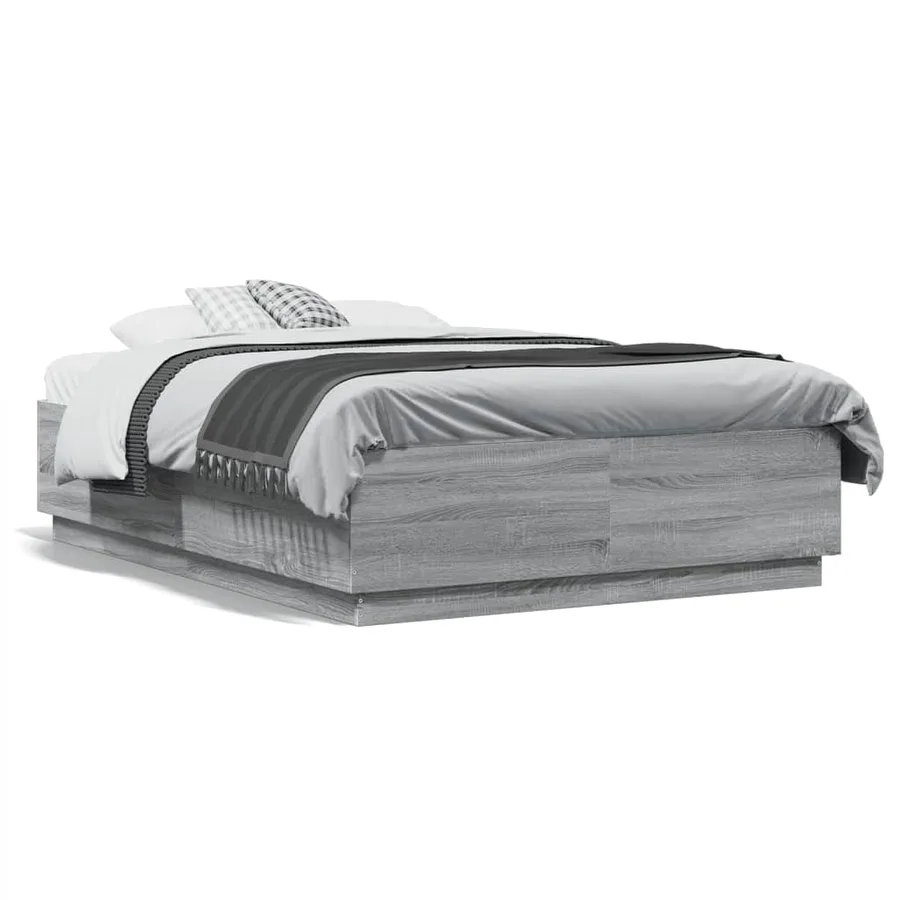 Cadre de lit sans matelas sonoma gris 135x190 cm - 2