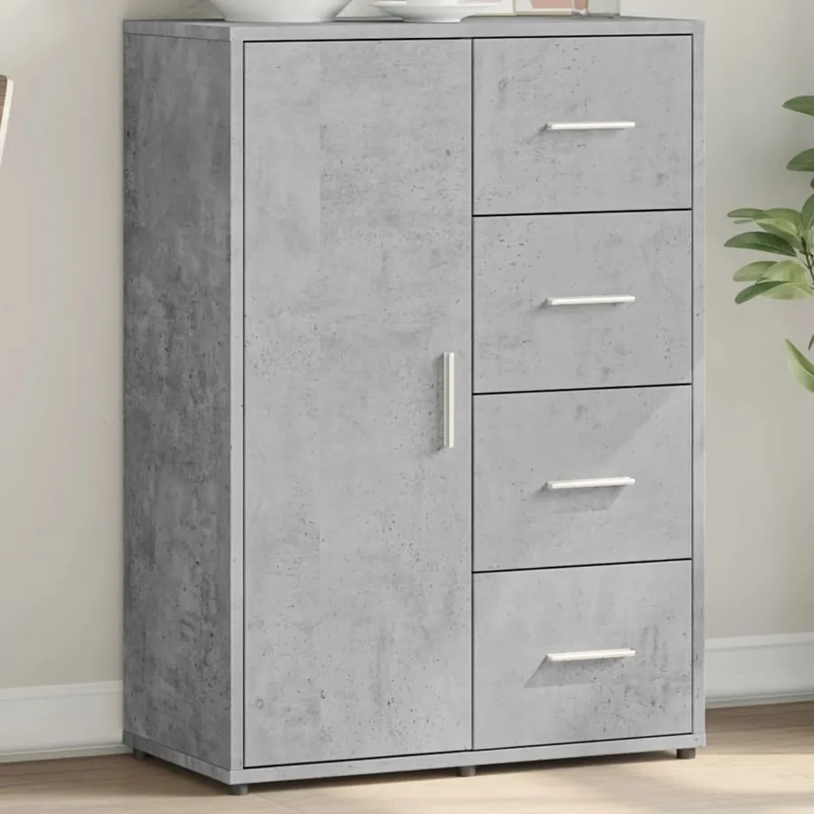 Buffet gris béton 60x31x84 cm bois d'ingénierie