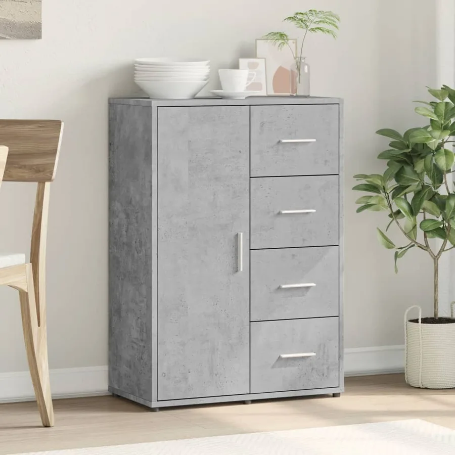 Buffet gris béton 60x31x84 cm bois d'ingénierie - 3