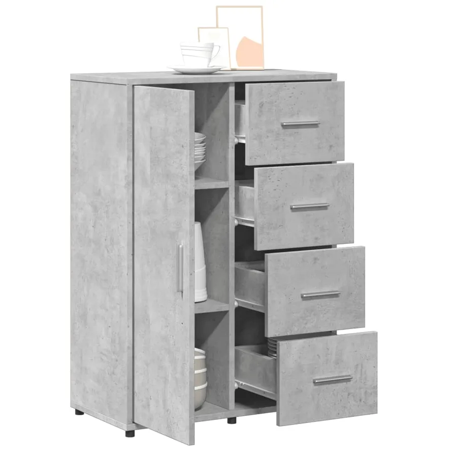 Buffet gris béton 60x31x84 cm bois d'ingénierie - 4