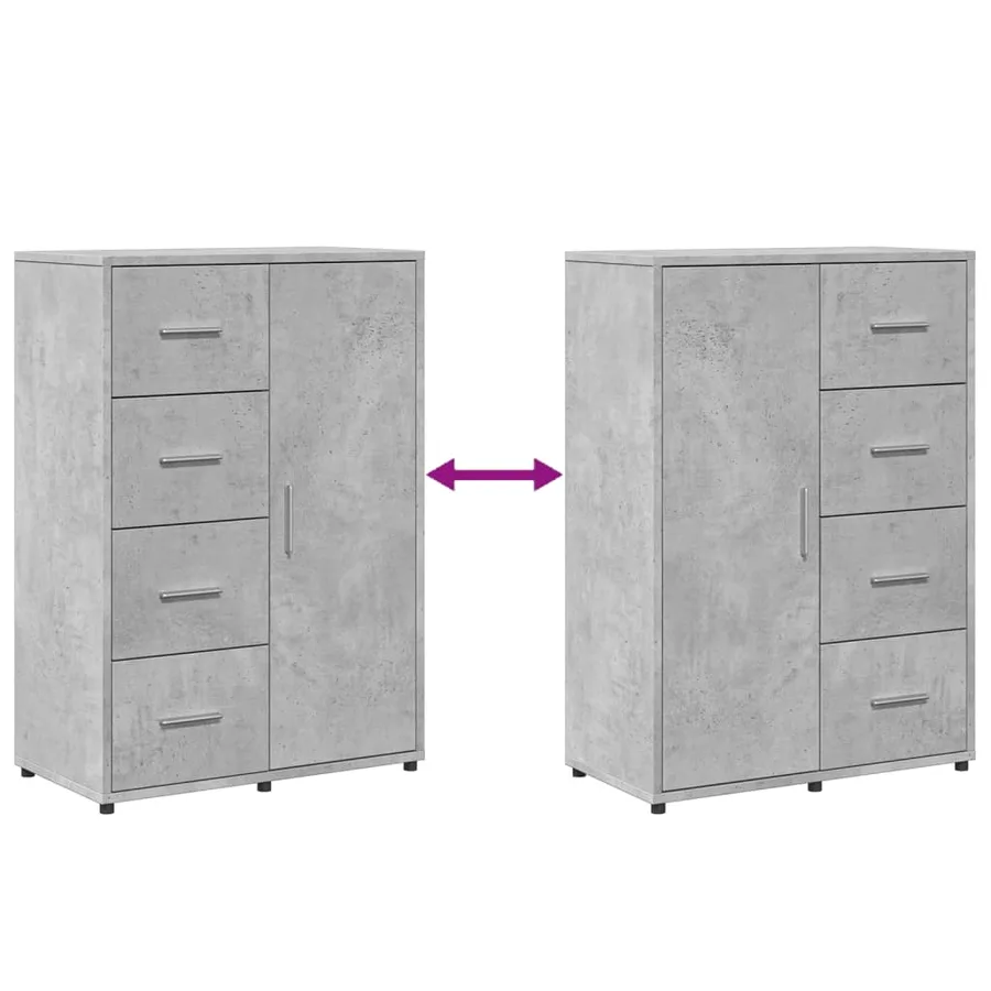 Buffet gris béton 60x31x84 cm bois d'ingénierie - 8