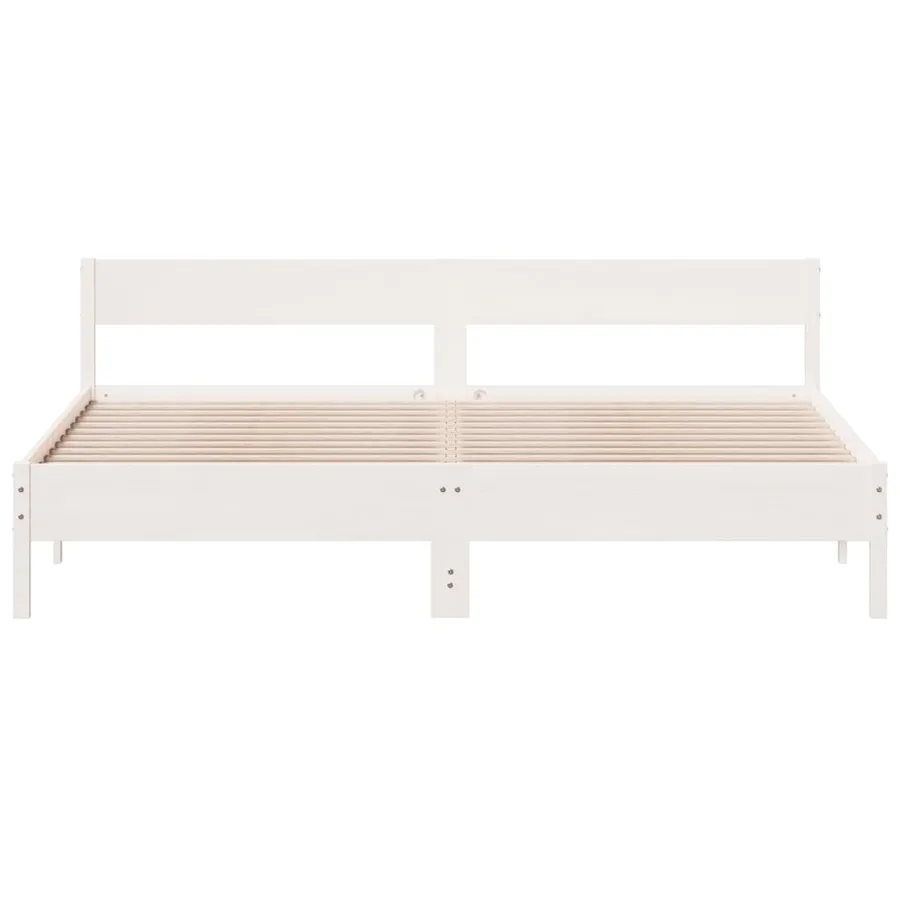 Cadre de lit sans matelas blanc 200x200 cm bois massif de pin - 4