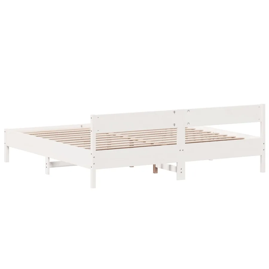 Cadre de lit sans matelas blanc 200x200 cm bois massif de pin - 6