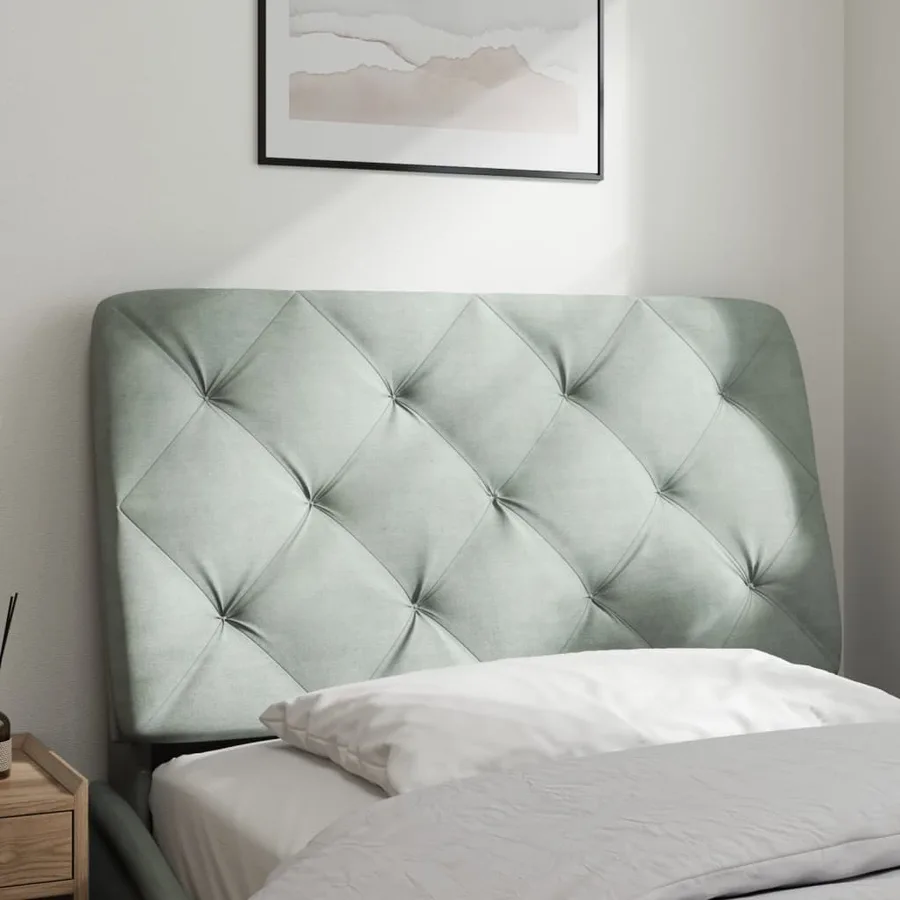Coussin de tête de lit gris clair 90 cm velours - 3