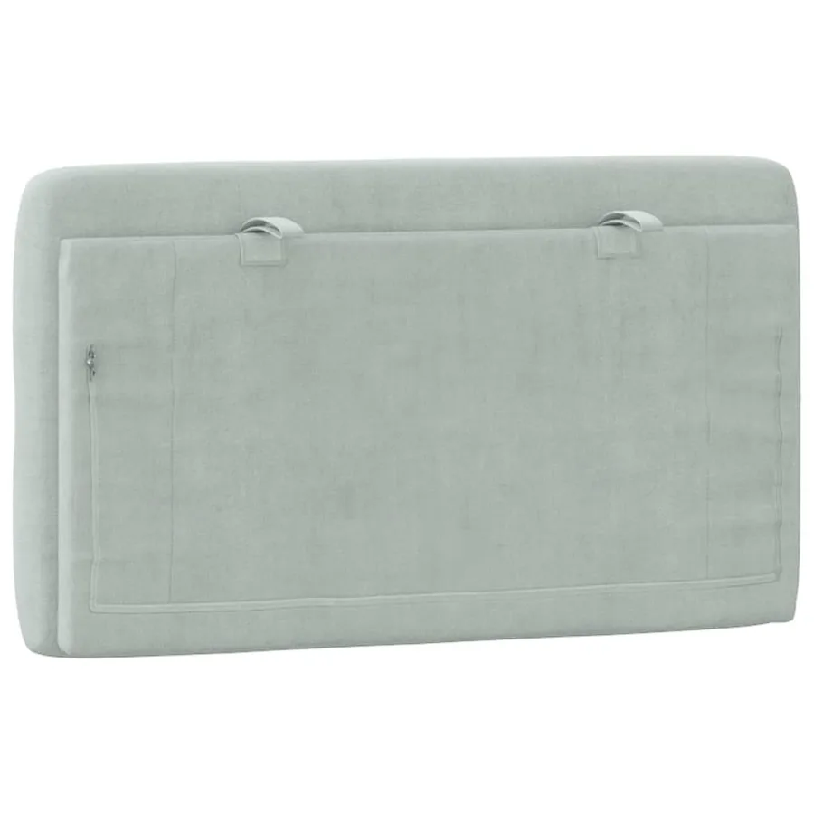 Coussin de tête de lit gris clair 90 cm velours - 7