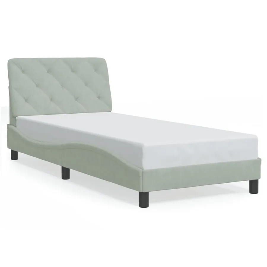 Cadre de lit avec LED sans matelas gris clair 90x190 cm velours - 5