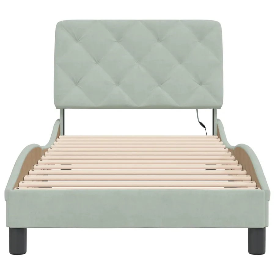 Cadre de lit avec LED sans matelas gris clair 90x190 cm velours - 6