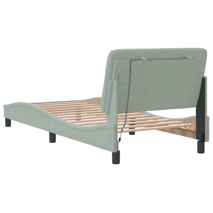 Cadre de lit avec LED sans matelas gris clair 90x190 cm velours - 8