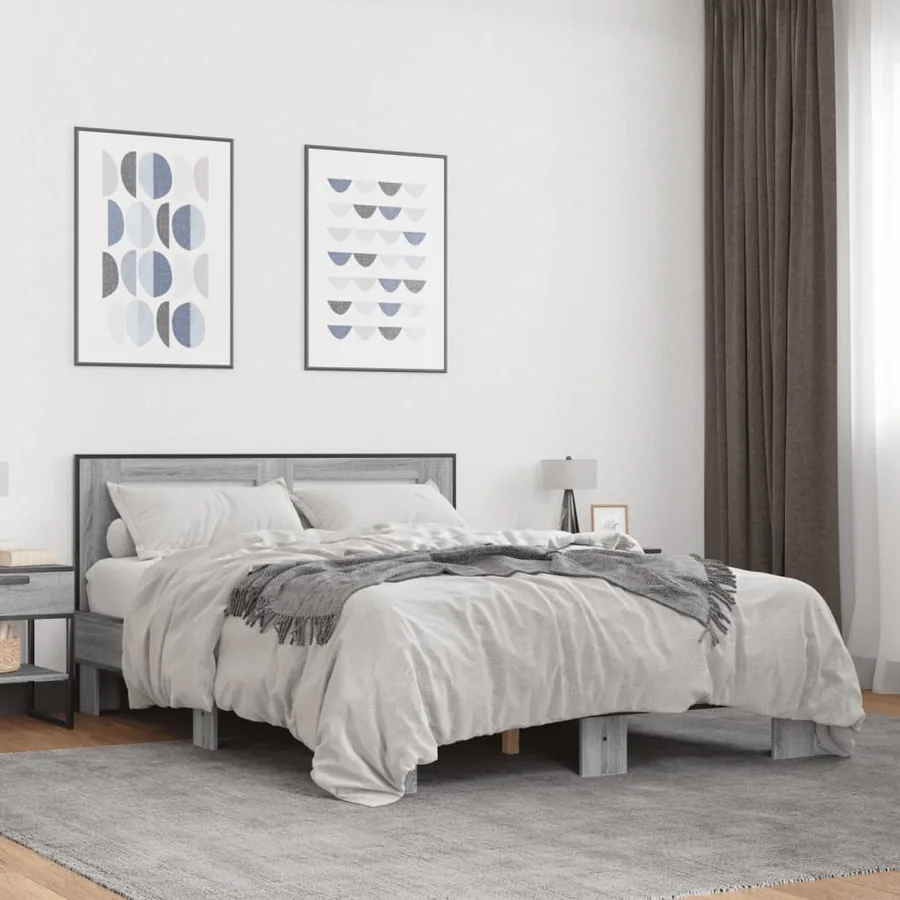 Cadre de lit sans matelas sonoma gris 135x190 cm