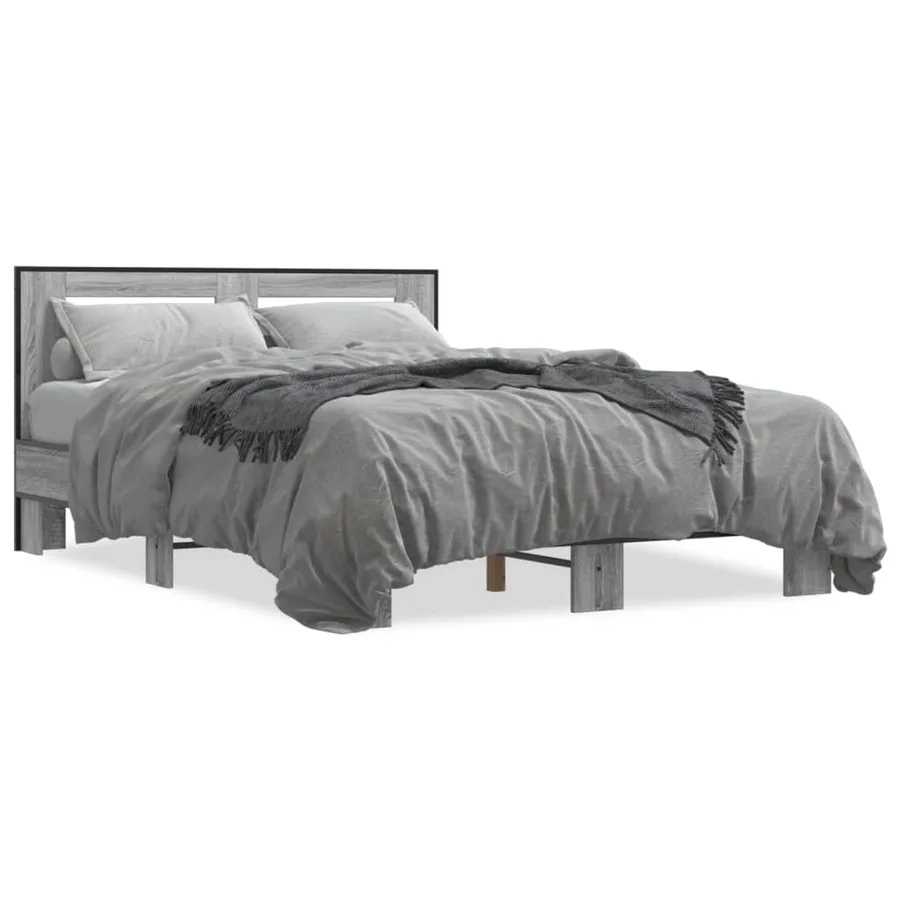 Cadre de lit sans matelas sonoma gris 135x190 cm - 2