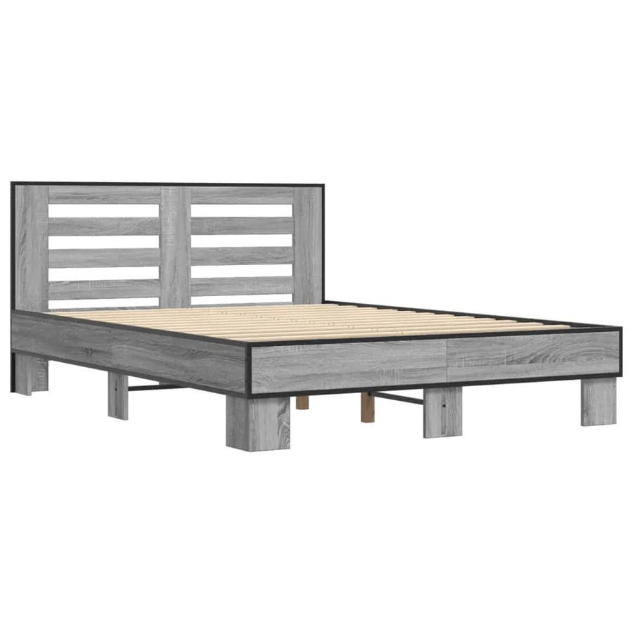 Cadre de lit sans matelas sonoma gris 135x190 cm - 3
