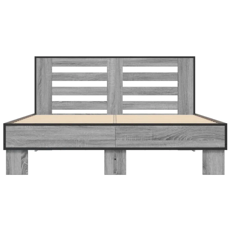 Cadre de lit sans matelas sonoma gris 135x190 cm - 4