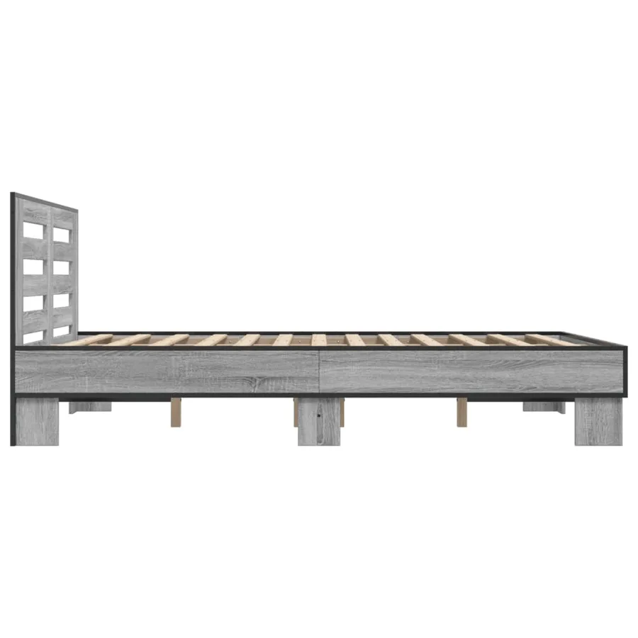 Cadre de lit sans matelas sonoma gris 135x190 cm - 5