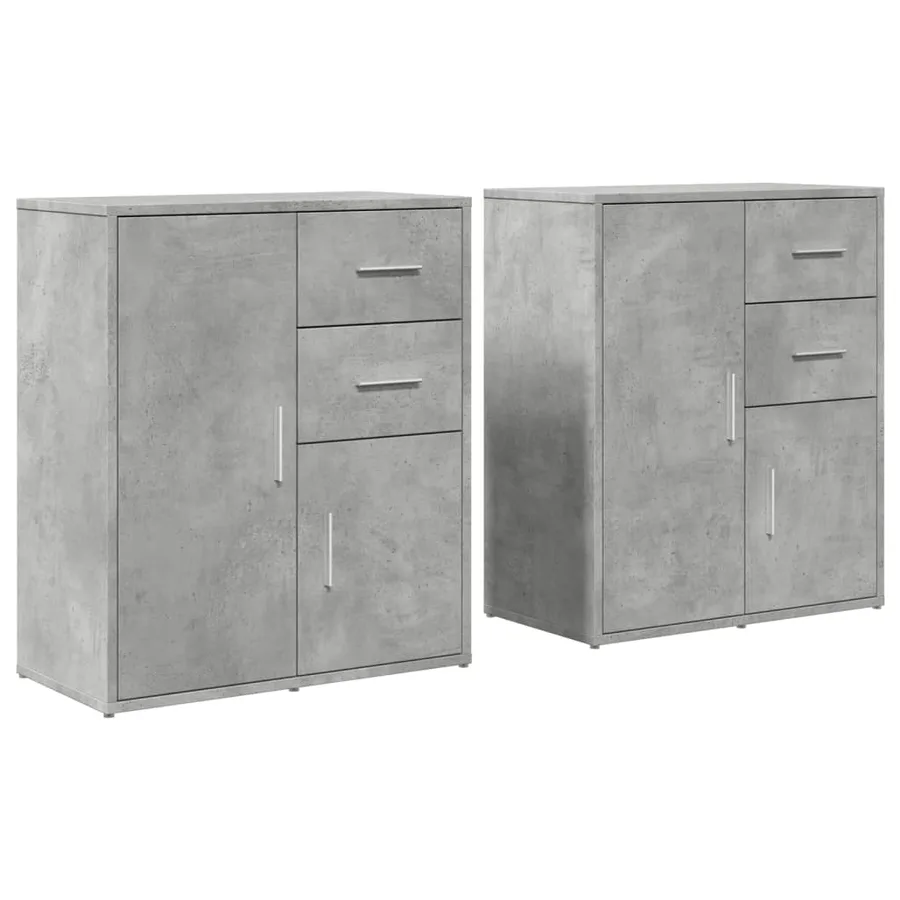 Buffets 2 pcs gris béton 60x31x70 cm bois d'ingénierie - 2
