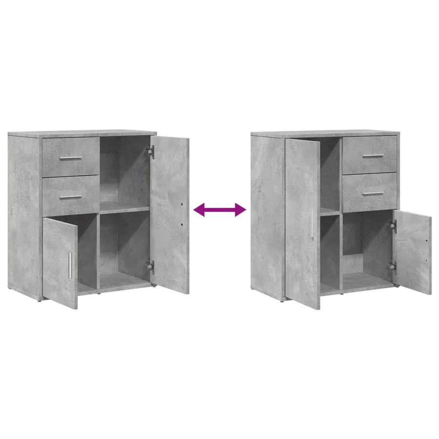 Buffets 2 pcs gris béton 60x31x70 cm bois d'ingénierie - 8