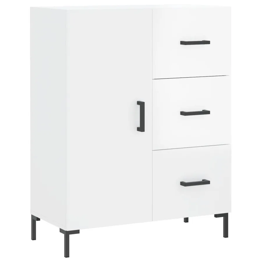 Buffet haut Blanc brillant 69,5x34x180 cm Bois d'ingénierie - 7