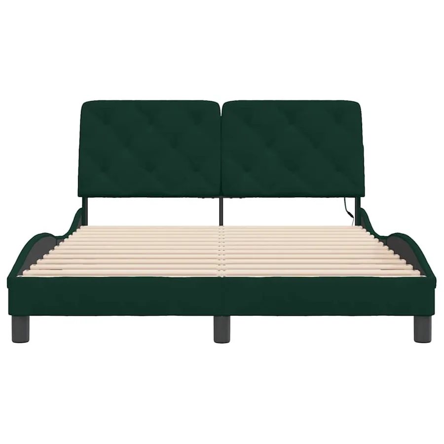 Cadre de lit avec LED sans matelas vert foncé 140x190 cm velours - 6