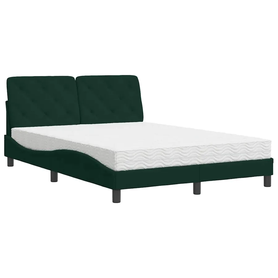 Lit avec matelas vert foncé 140x190 cm velours - 2