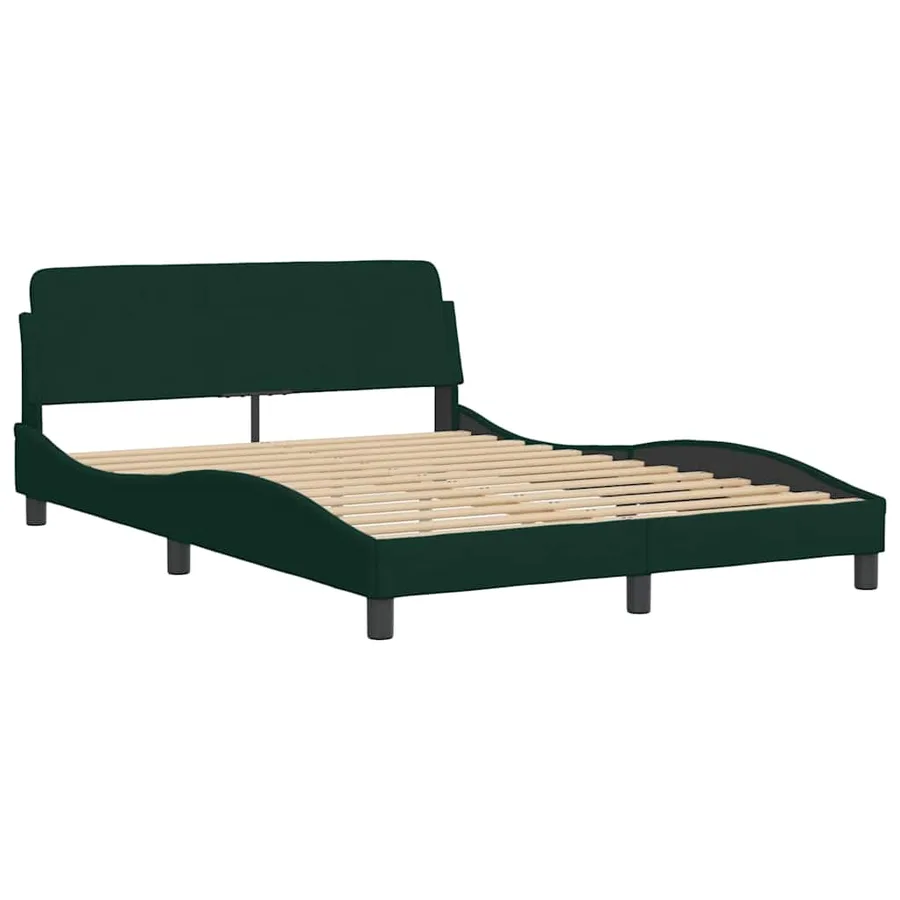 Lit avec matelas vert foncé 140x190 cm velours - 4