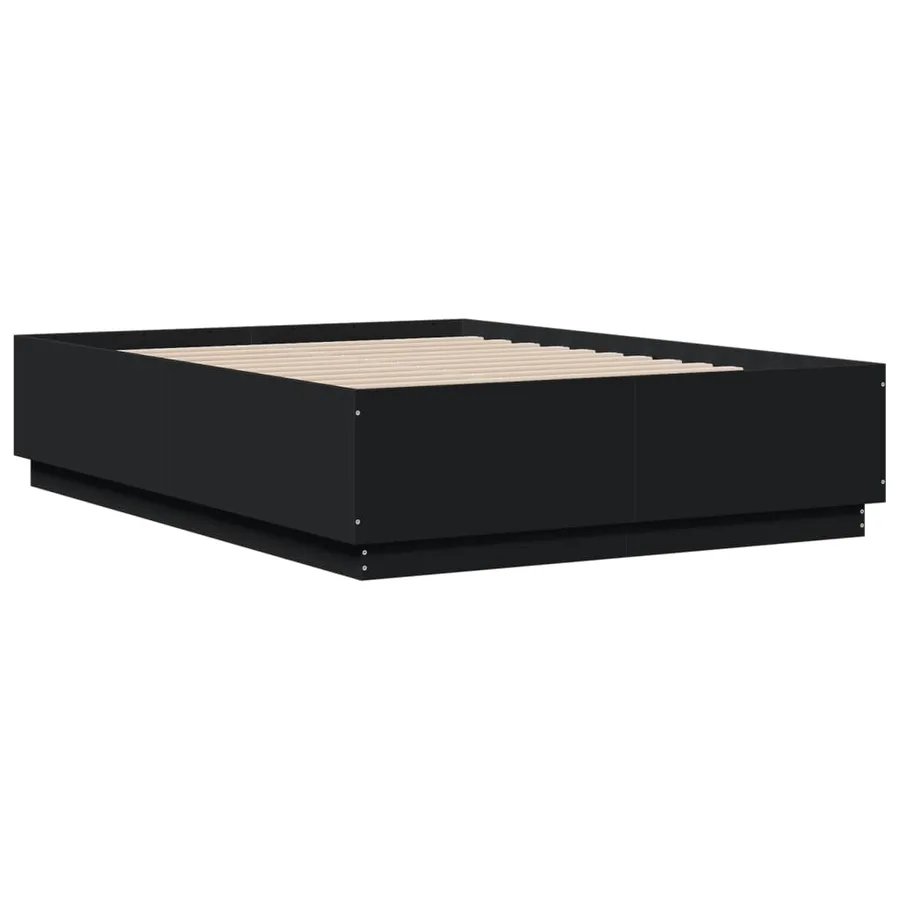 Cadre de lit avec LED sans matelas noir 135x190 cm - 8