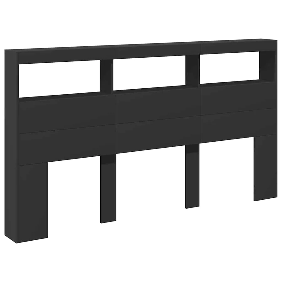 Armoire tête de lit avec LED noir 180x17x102 cm - 3