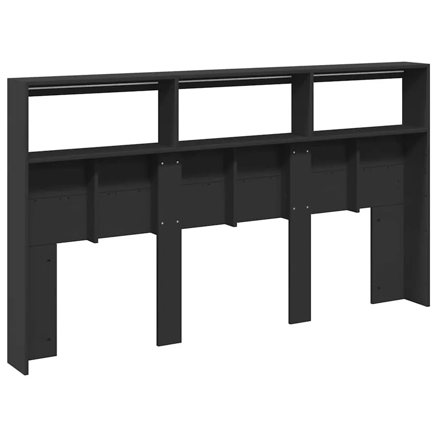 Armoire tête de lit avec LED noir 180x17x102 cm - 8