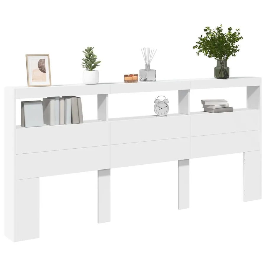 Armoire tête de lit avec LED blanc 220x17x102 cm - 5