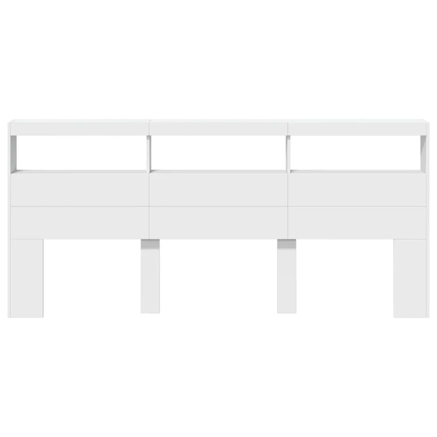 Armoire tête de lit avec LED blanc 220x17x102 cm - 6
