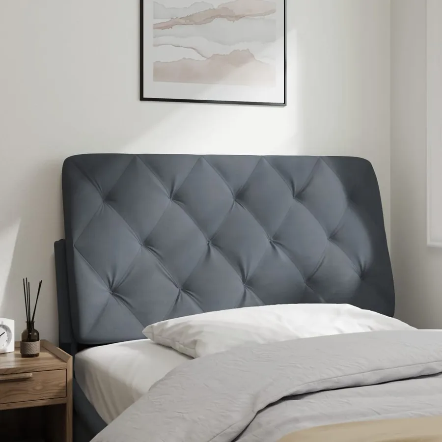 Coussin de tête de lit gris foncé 100 cm velours - 3