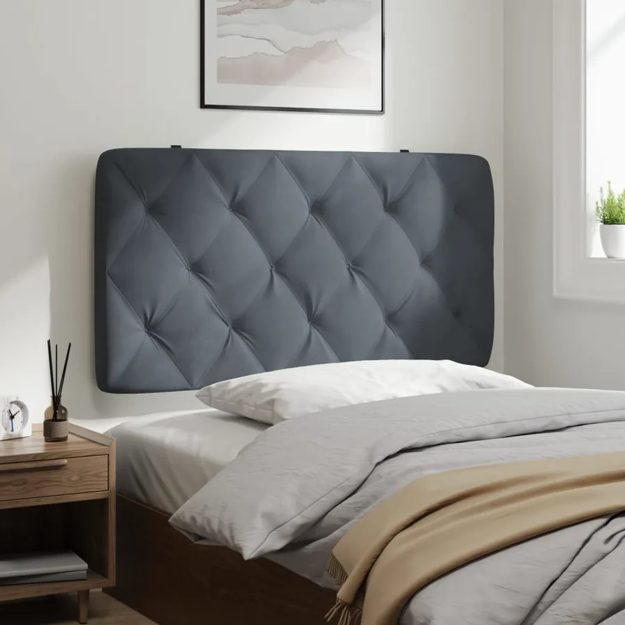 Coussin de tête de lit gris foncé 100 cm velours - 4
