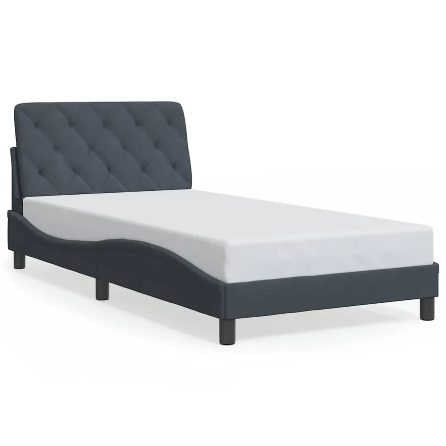 Cadre de lit sans matelas gris foncé 100x200 cm velours - 2
