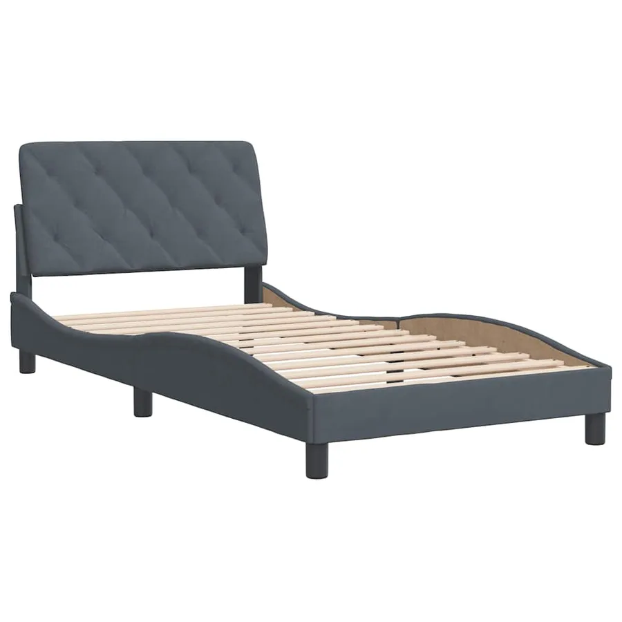 Cadre de lit sans matelas gris foncé 100x200 cm velours - 3