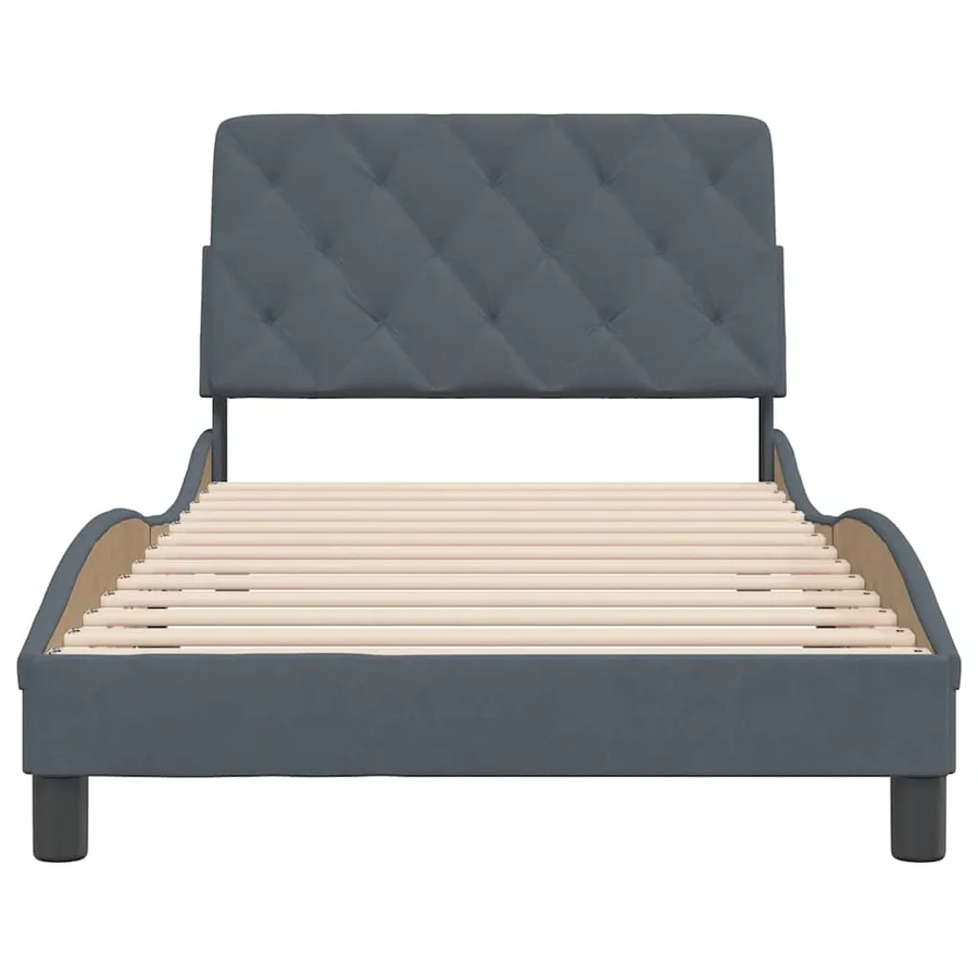 Cadre de lit sans matelas gris foncé 100x200 cm velours - 5