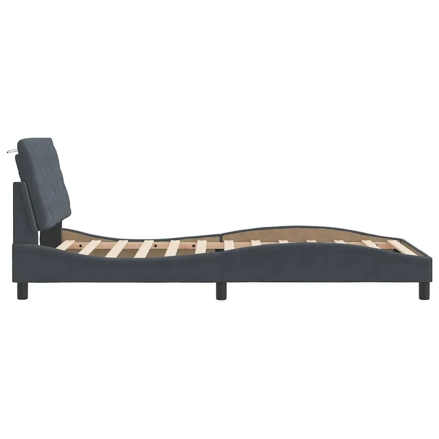 Cadre de lit sans matelas gris foncé 100x200 cm velours - 6