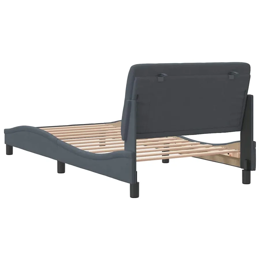 Cadre de lit sans matelas gris foncé 100x200 cm velours - 7