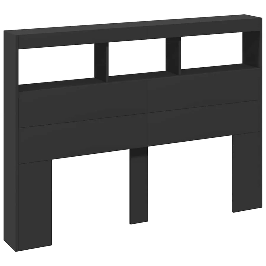 Armoire tête de lit avec LED noir 140x17x102 cm - 3