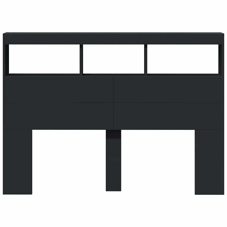 Armoire tête de lit avec LED noir 140x17x102 cm - 6