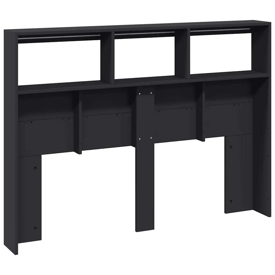 Armoire tête de lit avec LED noir 140x17x102 cm - 8