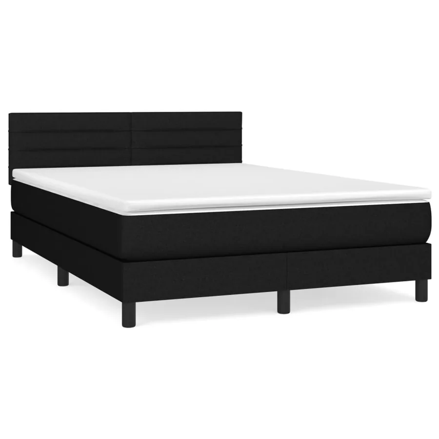 Sommier à lattes de lit avec matelas Noir 140x200 cm Tissu - 2