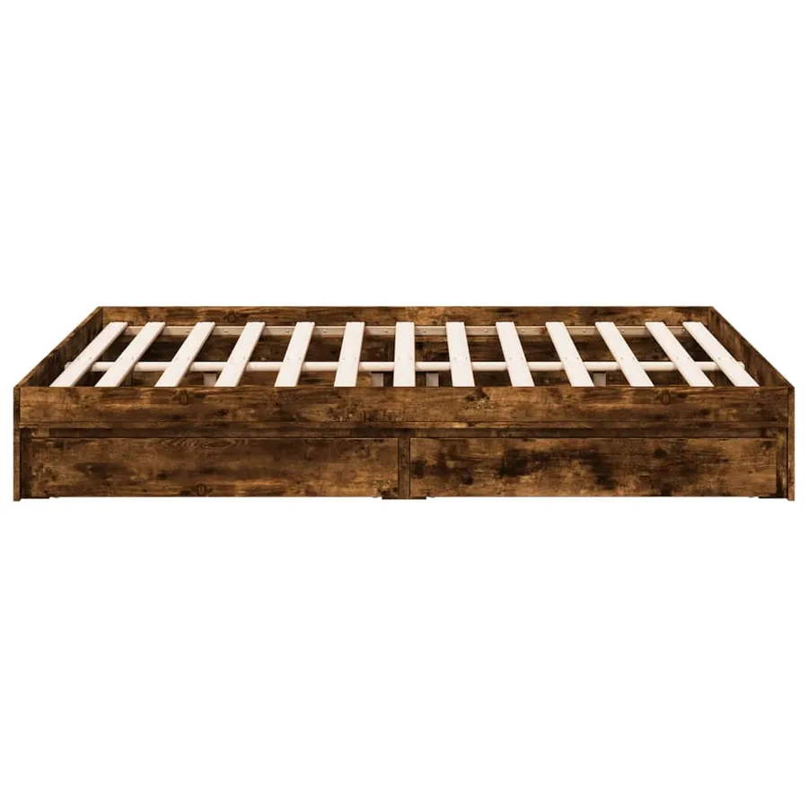 Cadre de lit avec tiroirs sans matelas chêne fumé 140x200 cm - 5