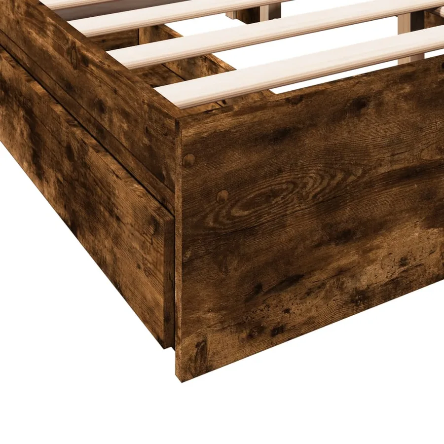Cadre de lit avec tiroirs sans matelas chêne fumé 140x200 cm - 8
