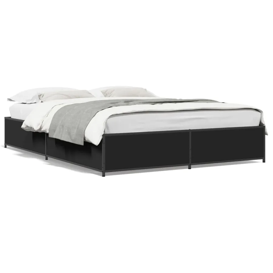 Cadre de lit sans matelas noir 140x190 cm - 2