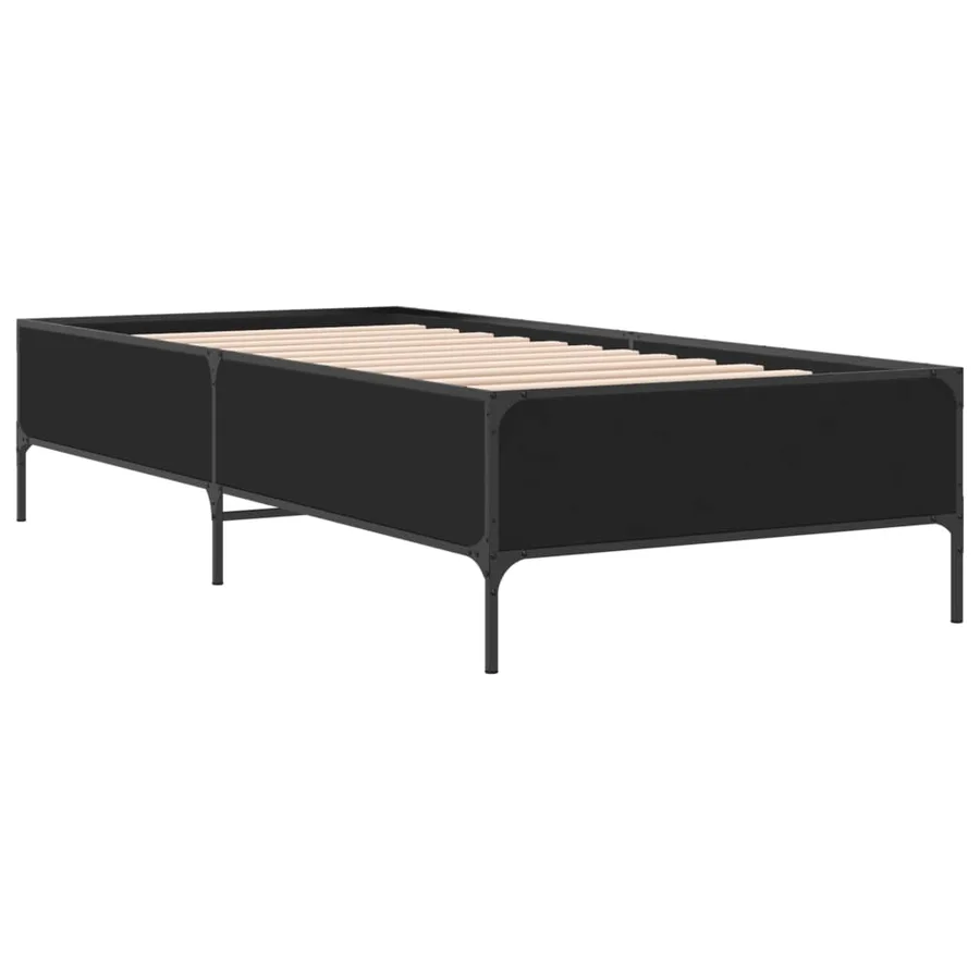 Cadre de lit sans matelas noir 75x190 cm - 3