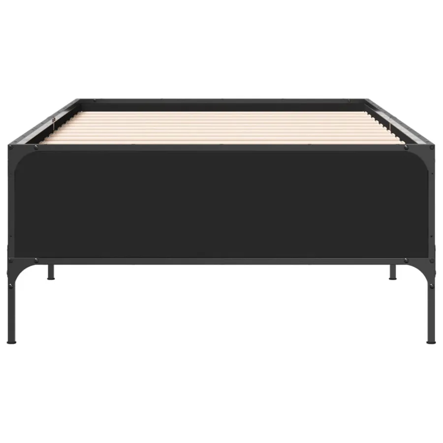 Cadre de lit sans matelas noir 75x190 cm - 4