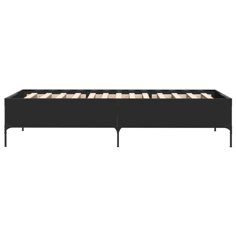 Cadre de lit sans matelas noir 75x190 cm - 5